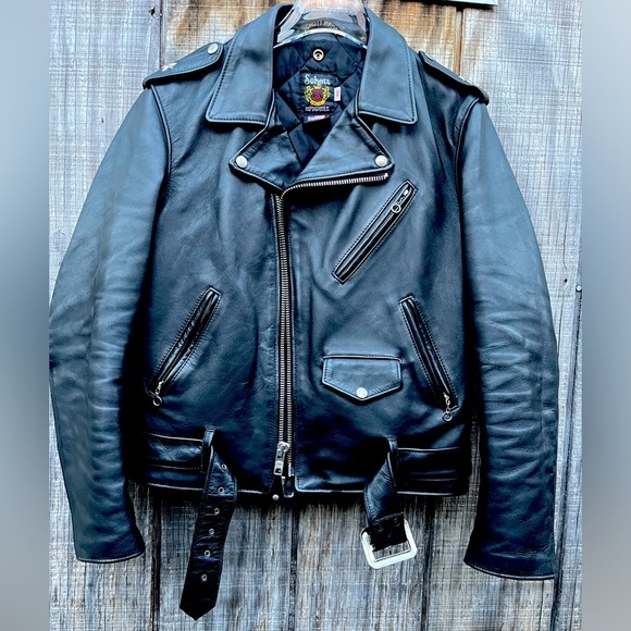 Schott NYC USA Men’s Moto Leather Jacket - Sz Medium motorcycle riding - Picture 1 of 16